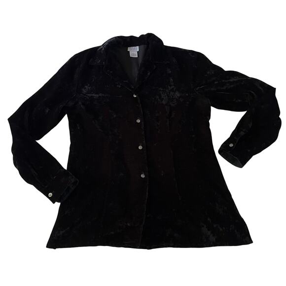 Vtg Y2K 2000s Clack Velvet Button Up Shrt Wmns Sz 6 Whimsygoth Fairy Grunge - Picture 1 of 6